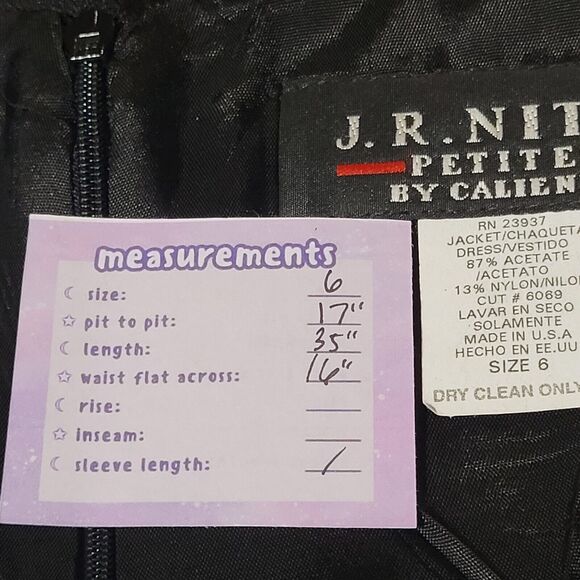 Vintage J.R. NITES Black Mini Dress Sz 6P Empire Waist Sleeveless 90s Satin S - Picture 2 of 11